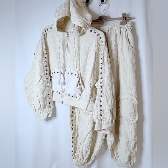 POL Other - POL Cream Hooded Set with Stud Details